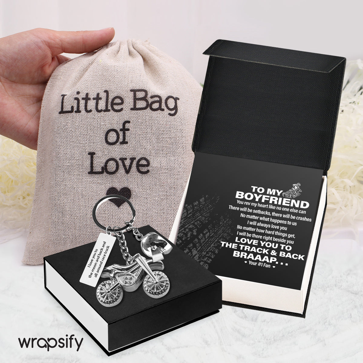 Dirt Bike Helmet Keychain - Biker - To My Boyfriend - I Will Be There Right Beside You - Gkey12006