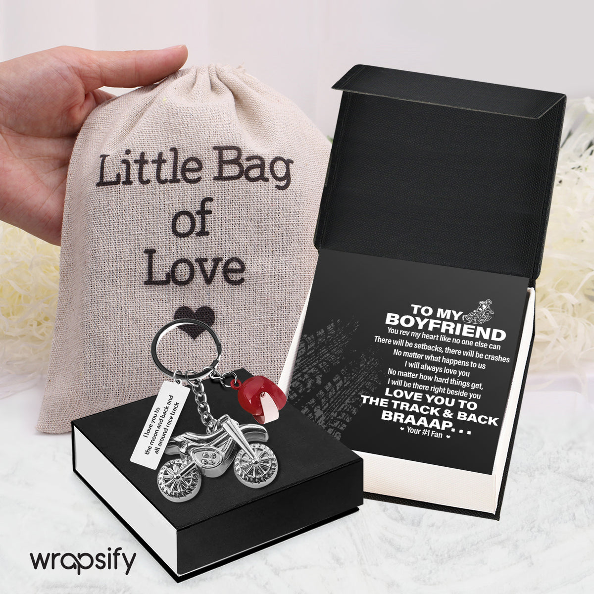 Dirt Bike Helmet Keychain - Biker - To My Boyfriend - I Will Be There Right Beside You - Gkey12006