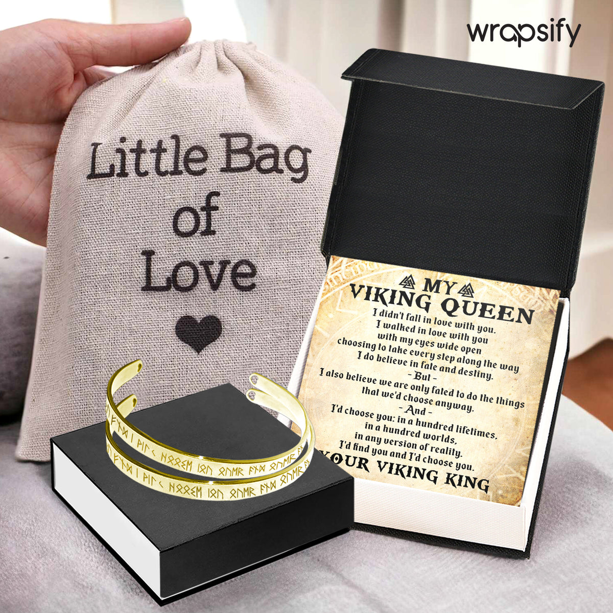 Viking Rune Couple Bracelets - Viking - To My Viking Queen - I Walked In Love With You - Gbt13047