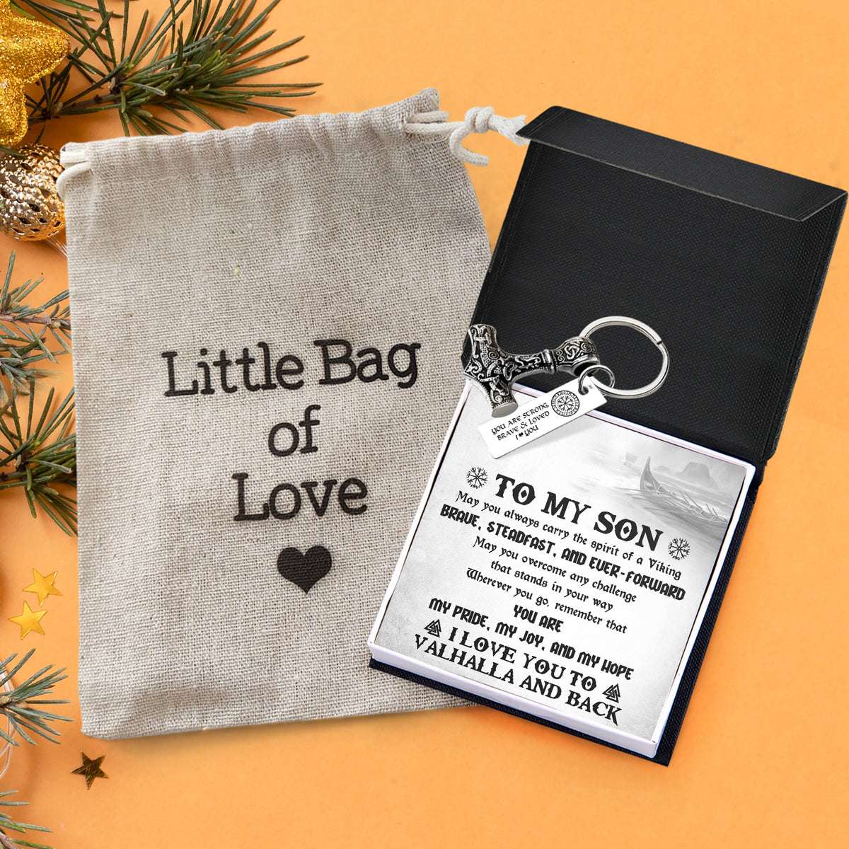 Viking Thor Keychain - Viking - To My Son - Brave, Steadfast, And Ever-Forward - Gkbv16005