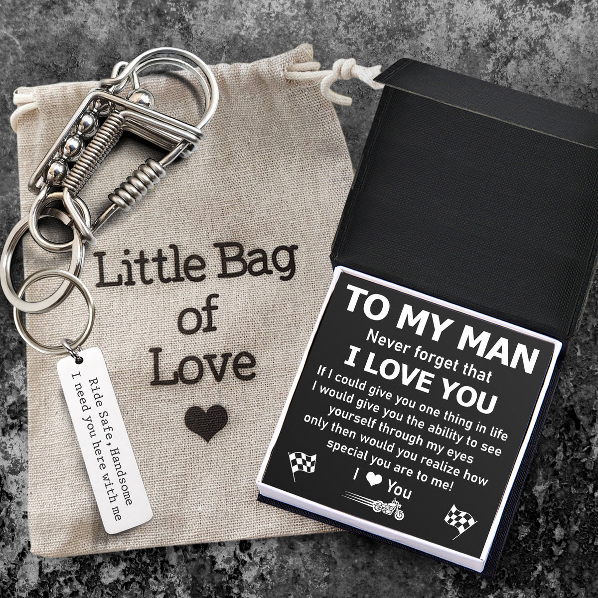 Key Buckle Hanging - Biker - To My Man - Never Forget That I Love You - Gawl26004