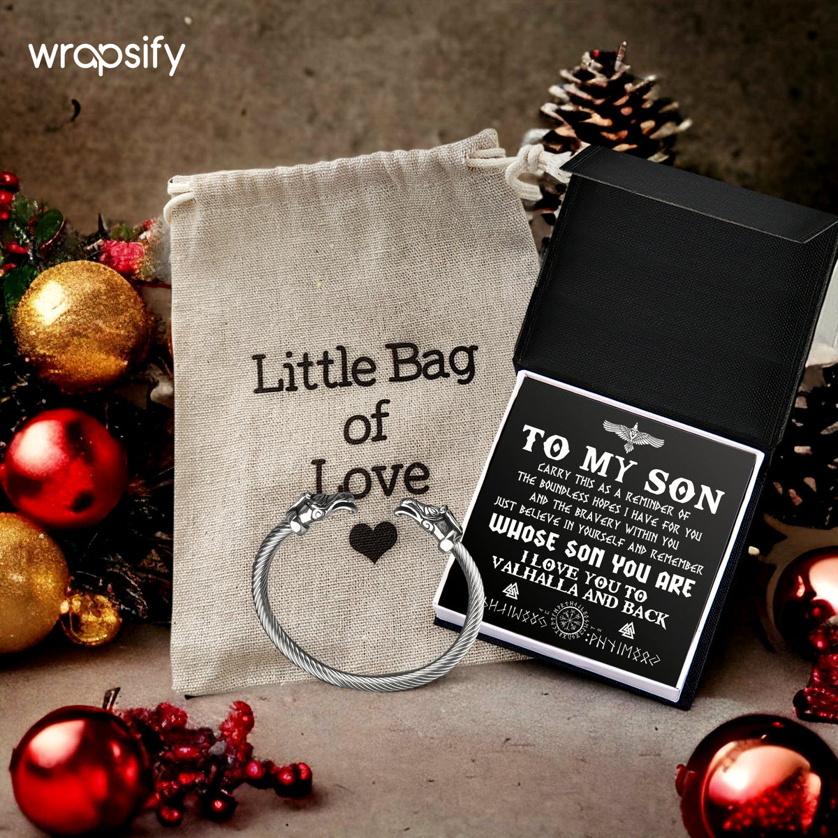 Norse Dragon Bracelet - Viking - To My Son - I Love You To Valhalla & Back - Gbzi16010