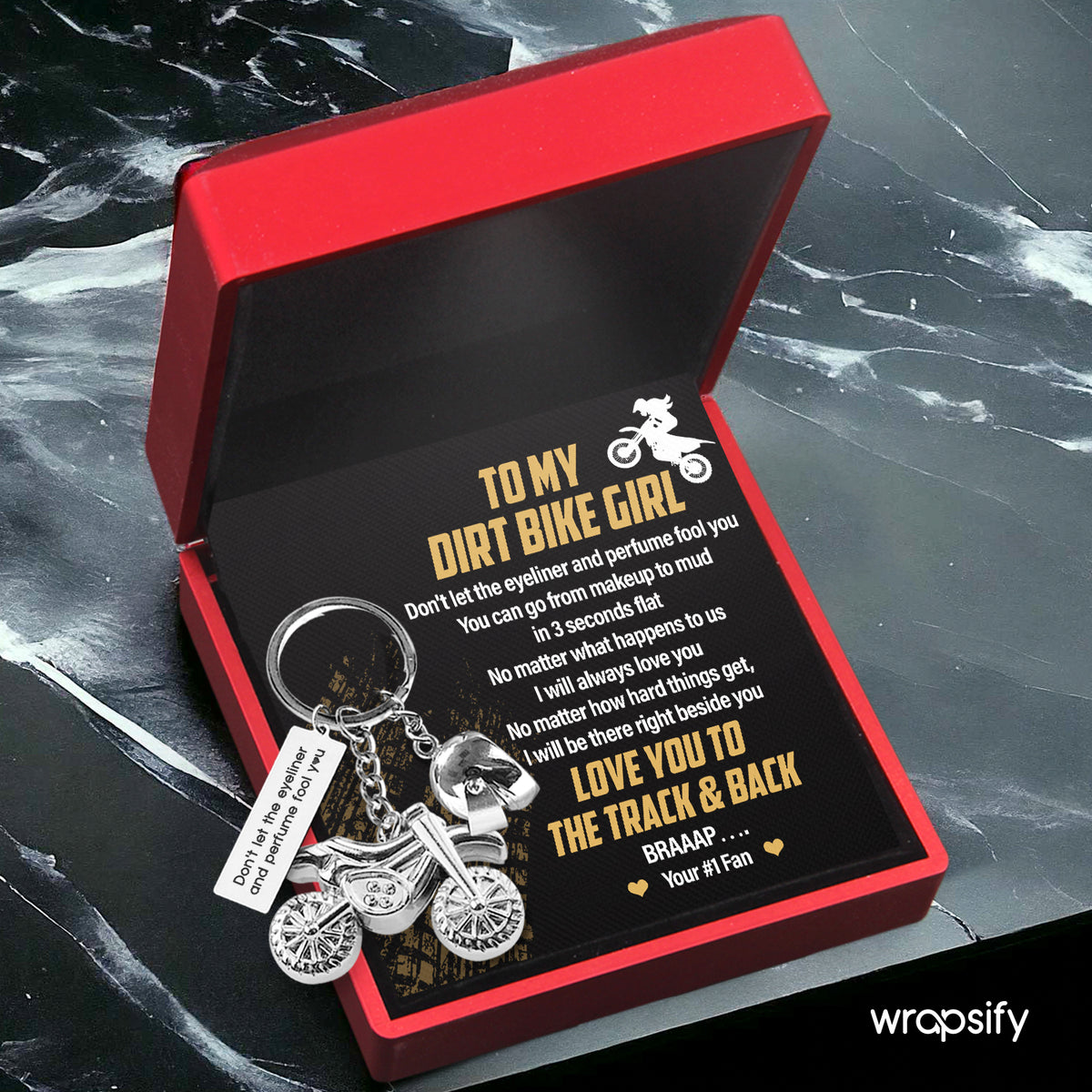 Dirt Bike Helmet Keychain - Biker - To My Dirt Bike Girl - I Will Be There Right Beside You - Gkey13001