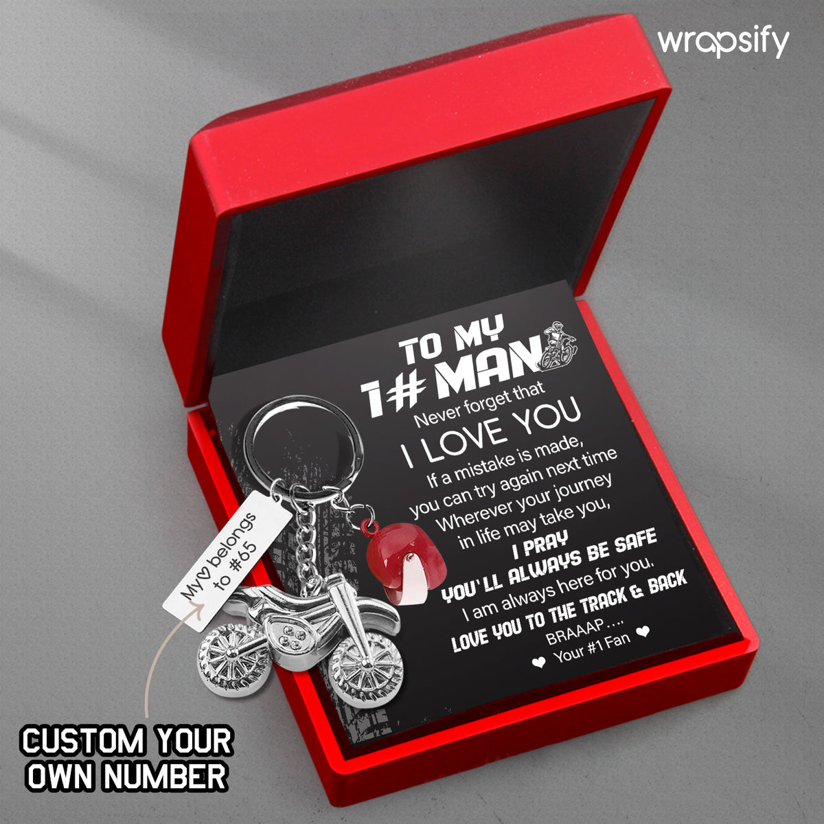 Personalized Dirt Bike Helmet Keychain - Biker - To My #1 Man - I Pray You'll Always Be Safe - Gkey26008