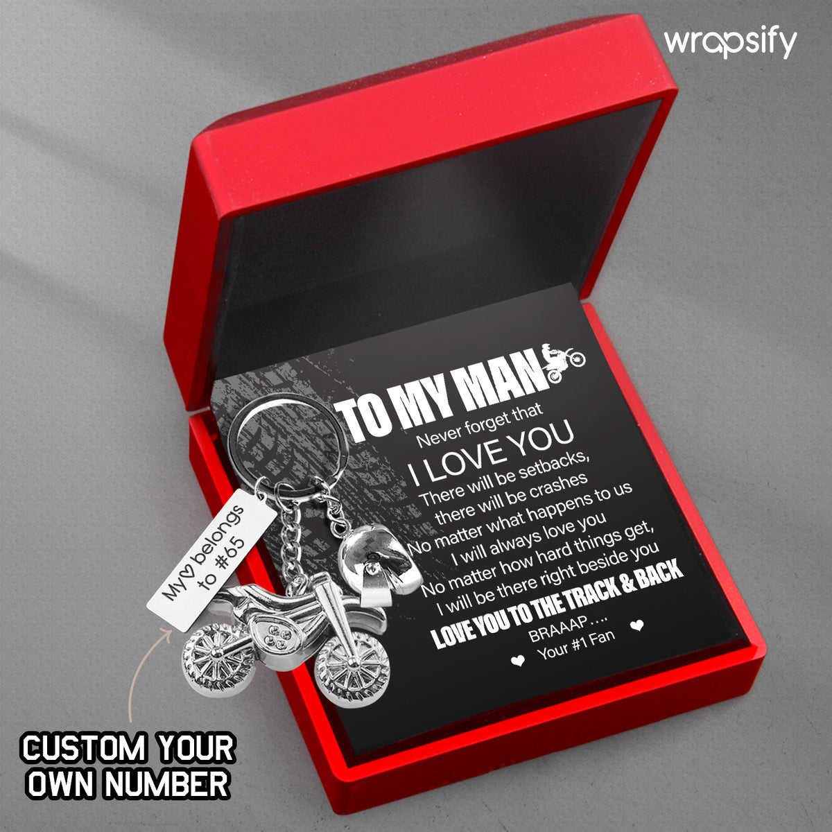 Personalized Dirt Bike Helmet Keychain - Biker - To My Man - I Will Always Love You - Gkey26009