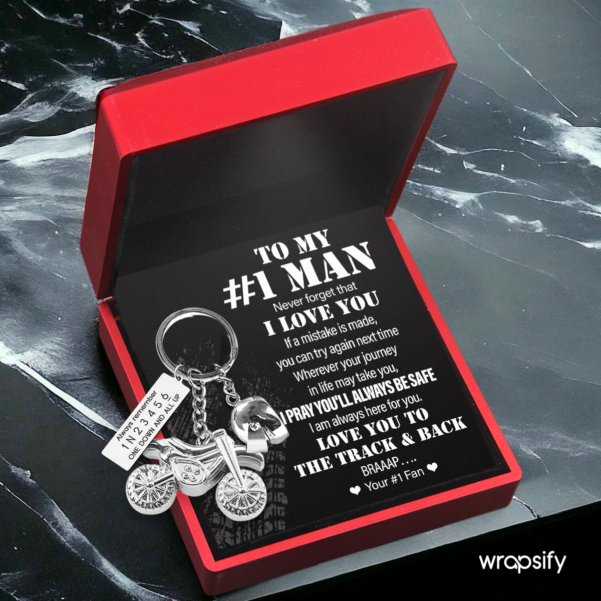 Dirt Bike Helmet Keychain - Biker - To My #1 Man - I Am Always Here For You - Gkey26003