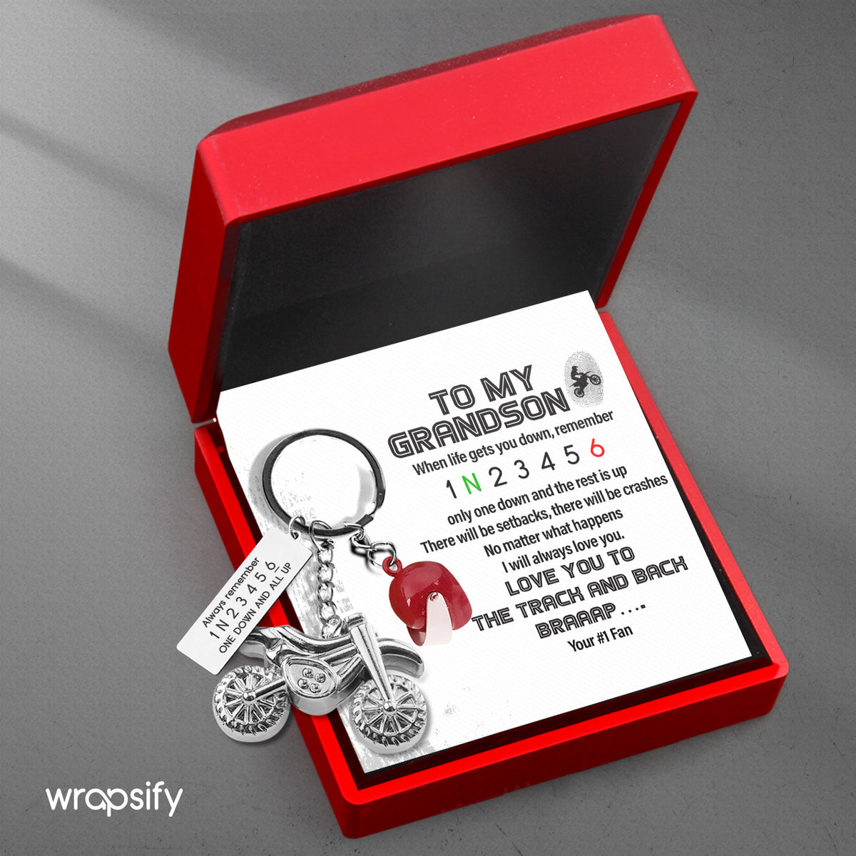 Dirt Bike Helmet Keychain - Biker - To My Grandson - I Will Always Love You - Gkey22002