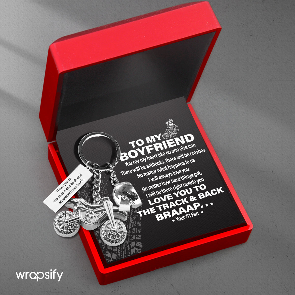 Dirt Bike Helmet Keychain - Biker - To My Boyfriend - I Will Be There Right Beside You - Gkey12006