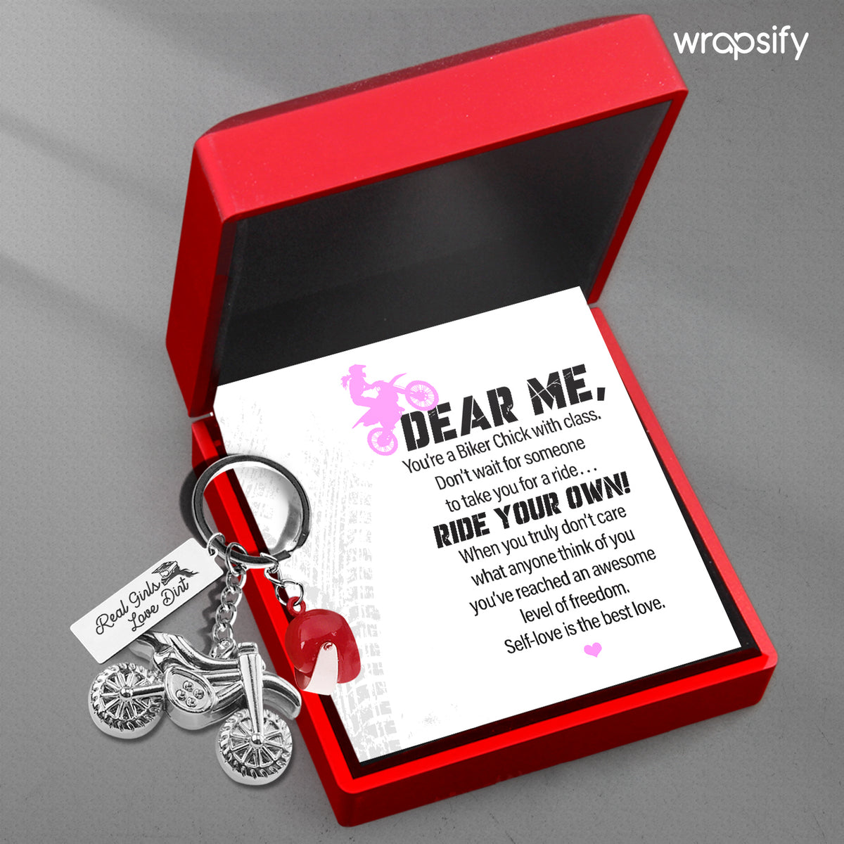 Dirt Bike Helmet Keychain - Biker - To Myself - Self-love Is The Best Love - Gkey34001