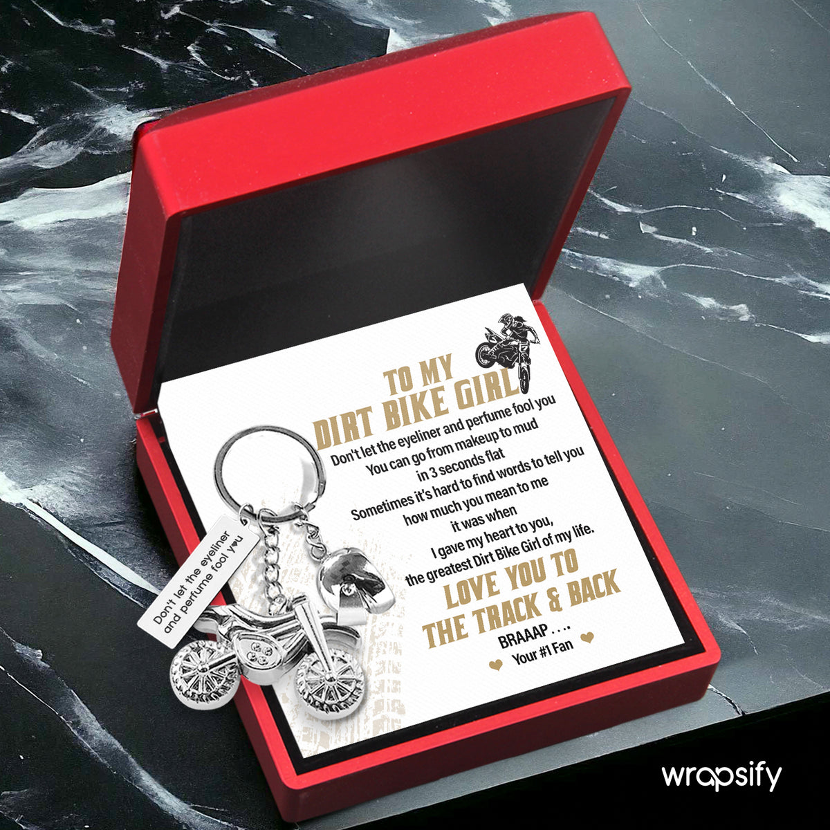 Dirt Bike Helmet Keychain - Biker - To My Dirt Bike Girl - I Gave My Heart To You - Gkey13002