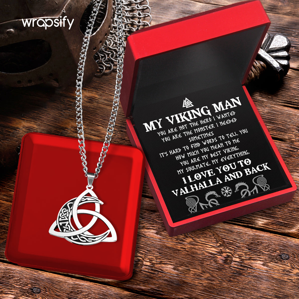 Triple Moon Necklace - Viking - To My Viking Man - You Are The Monster I Needed - Gnya26003