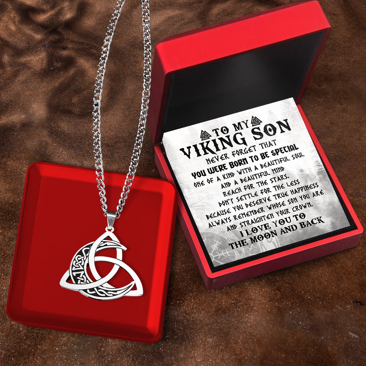 Triple Moon Necklace - Viking - To My Viking Son - You Were Born To Be Special - Gnya16003