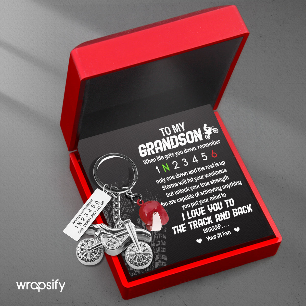 Dirt Bike Helmet Keychain - Biker - To My Grandson - I Love You To The Track & Back - Gkey22001