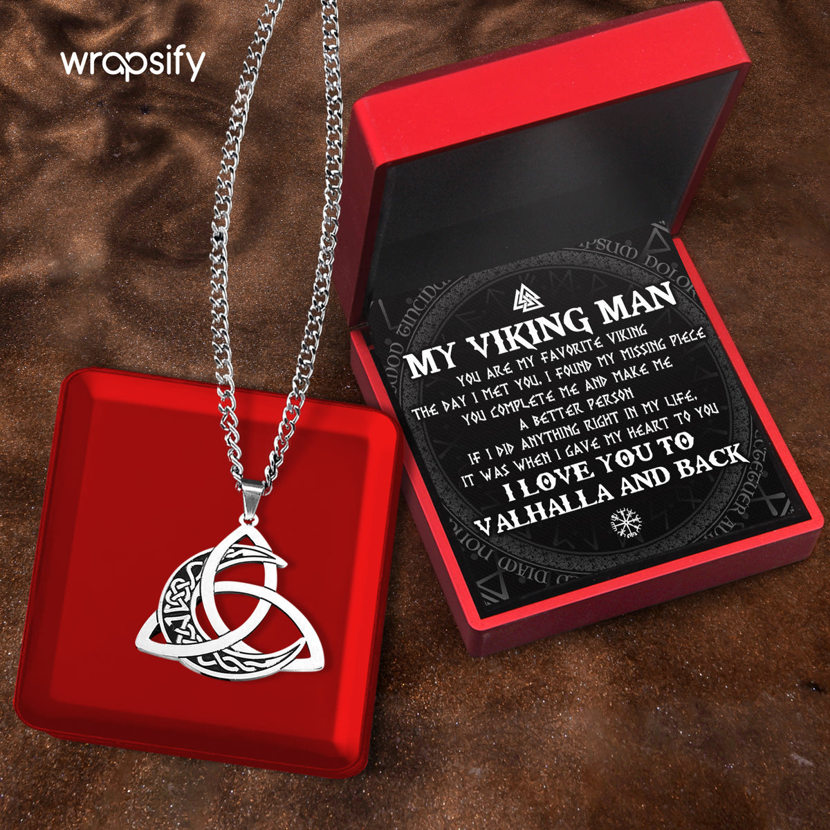 Triple Moon Necklace - Viking - To My Viking Man - The Day I Met You, I Found My Missing Piece - Gnya26002