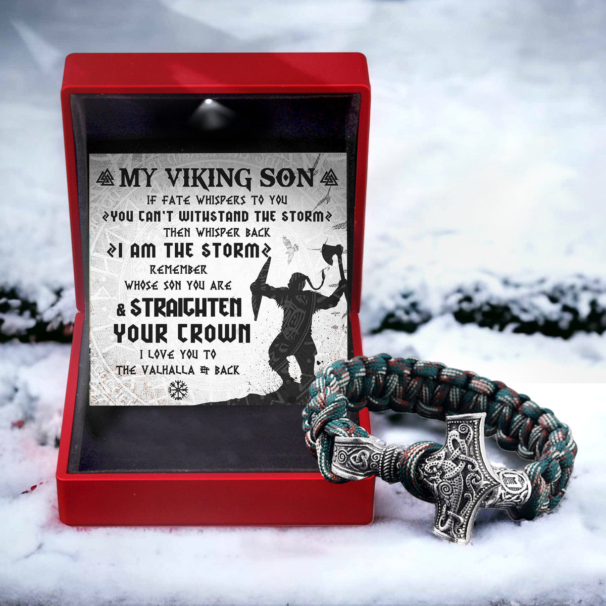 Viking Thor's Hammer Bracelet - Viking - To My Son - I Love You To Valhalla & Back - Gbo16002