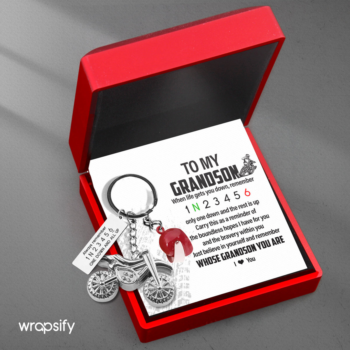 Dirt Bike Helmet Keychain - Biker - To My Grandson - Just Believe In Yourself - Gkey22003