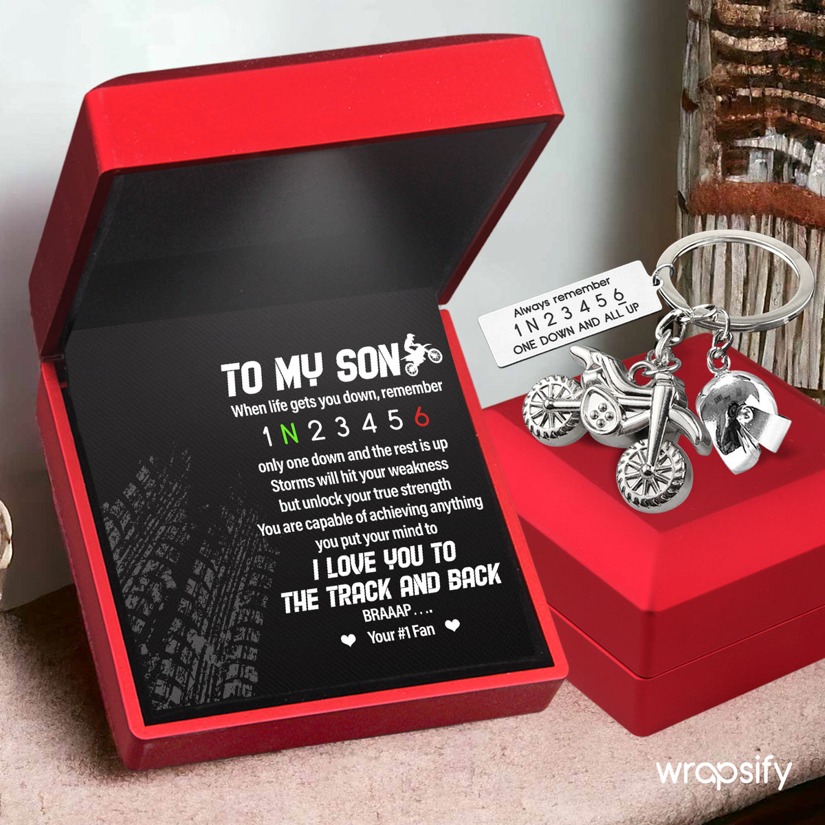 Personalized Dirt Bike Helmet Keychain - Biker - To My Son - I Love You To The Track & Back - Gkey16001