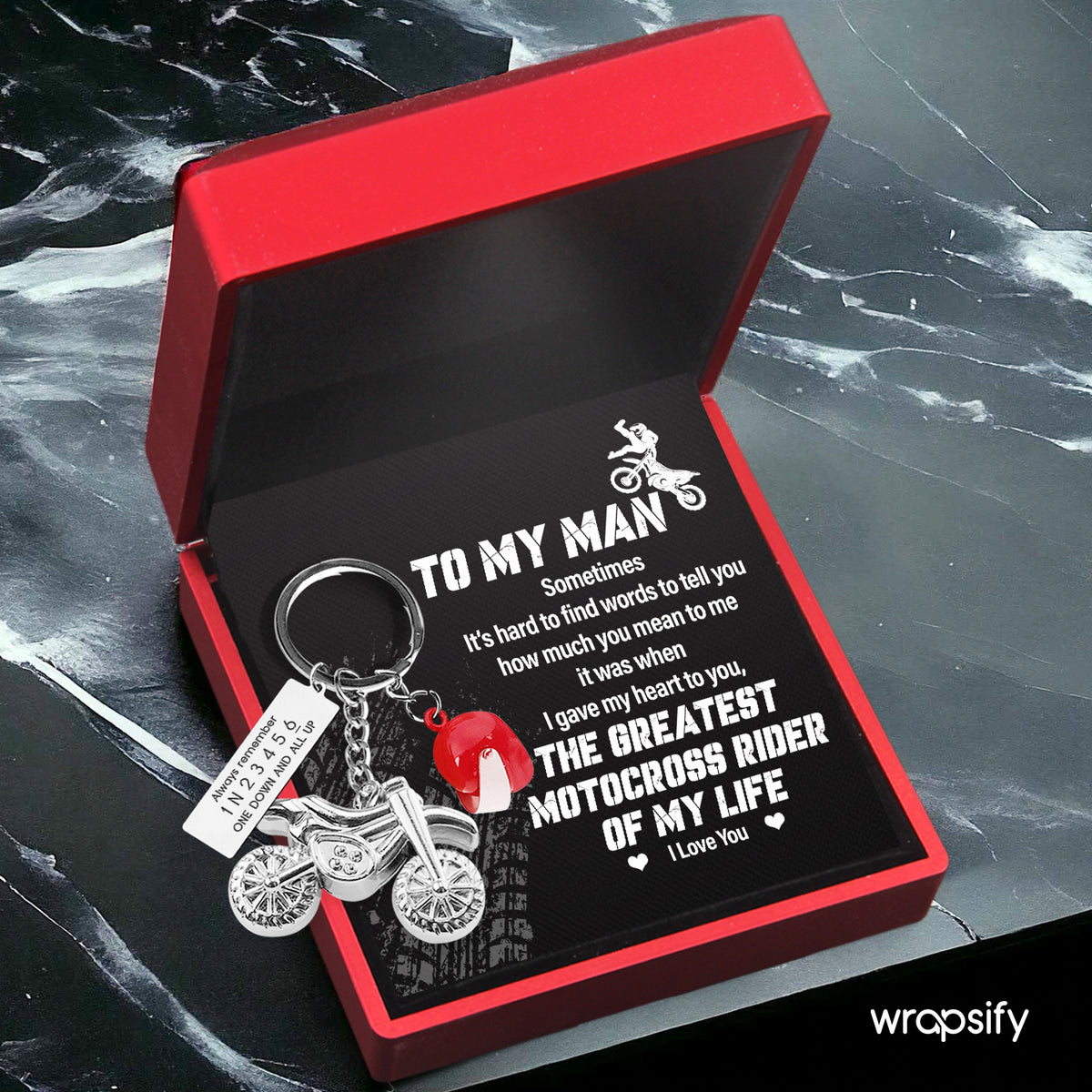 Dirt Bike Helmet Keychain - Biker - To My Man - The Greatest Motocross Rider Of My Life - Gkey26004