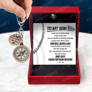Mini Compass Keychain - Biker - To My Son - You Will Never Lose - Gkez16001