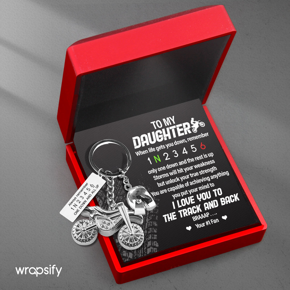 Dirt Bike Helmet Keychain - Biker - To My Daughter - I Love You To The Track & Back - Gkey17001