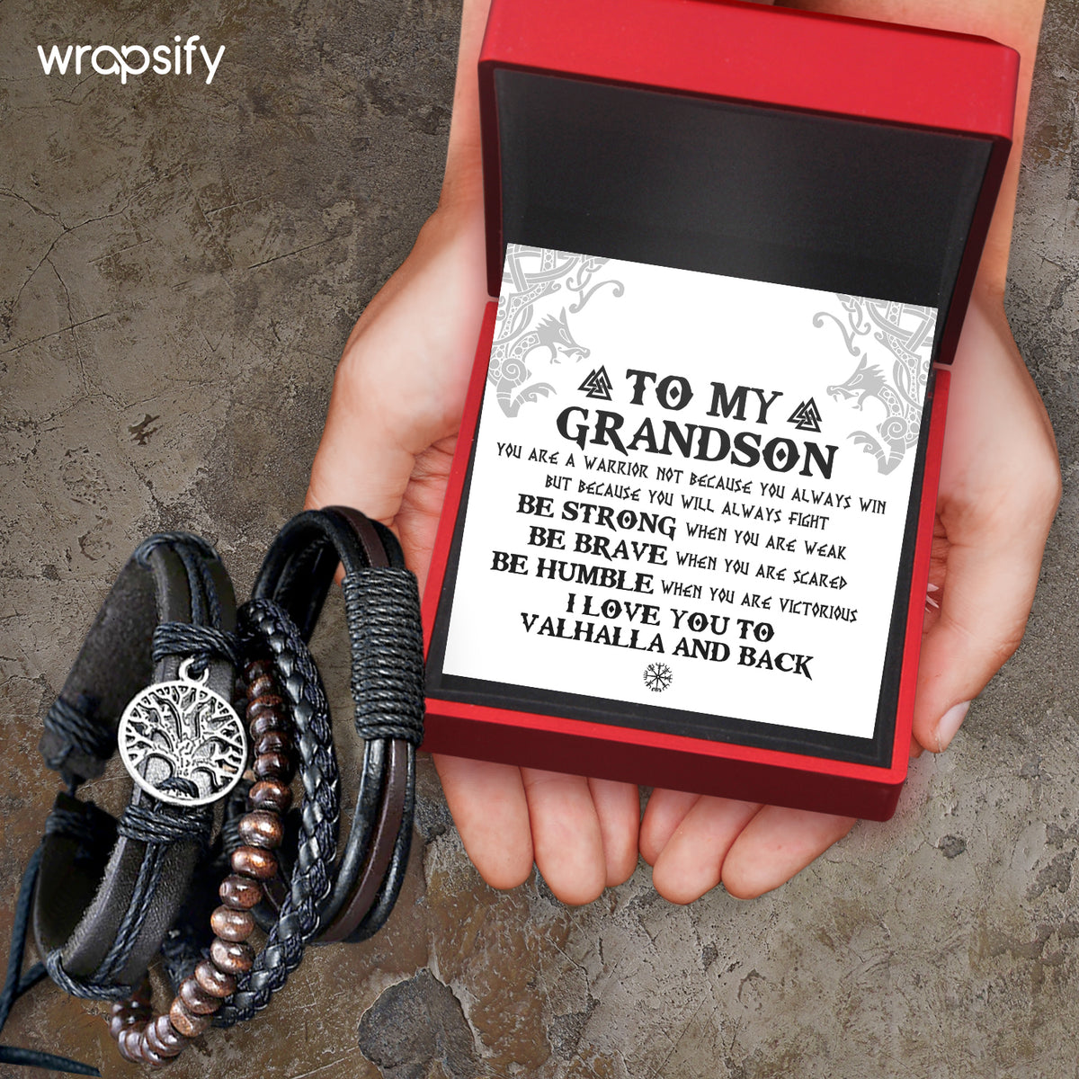 Viking Yggdrasil Bracelet - Viking - To My Grandson - Be Strong When You Are Weak - Gbag22002