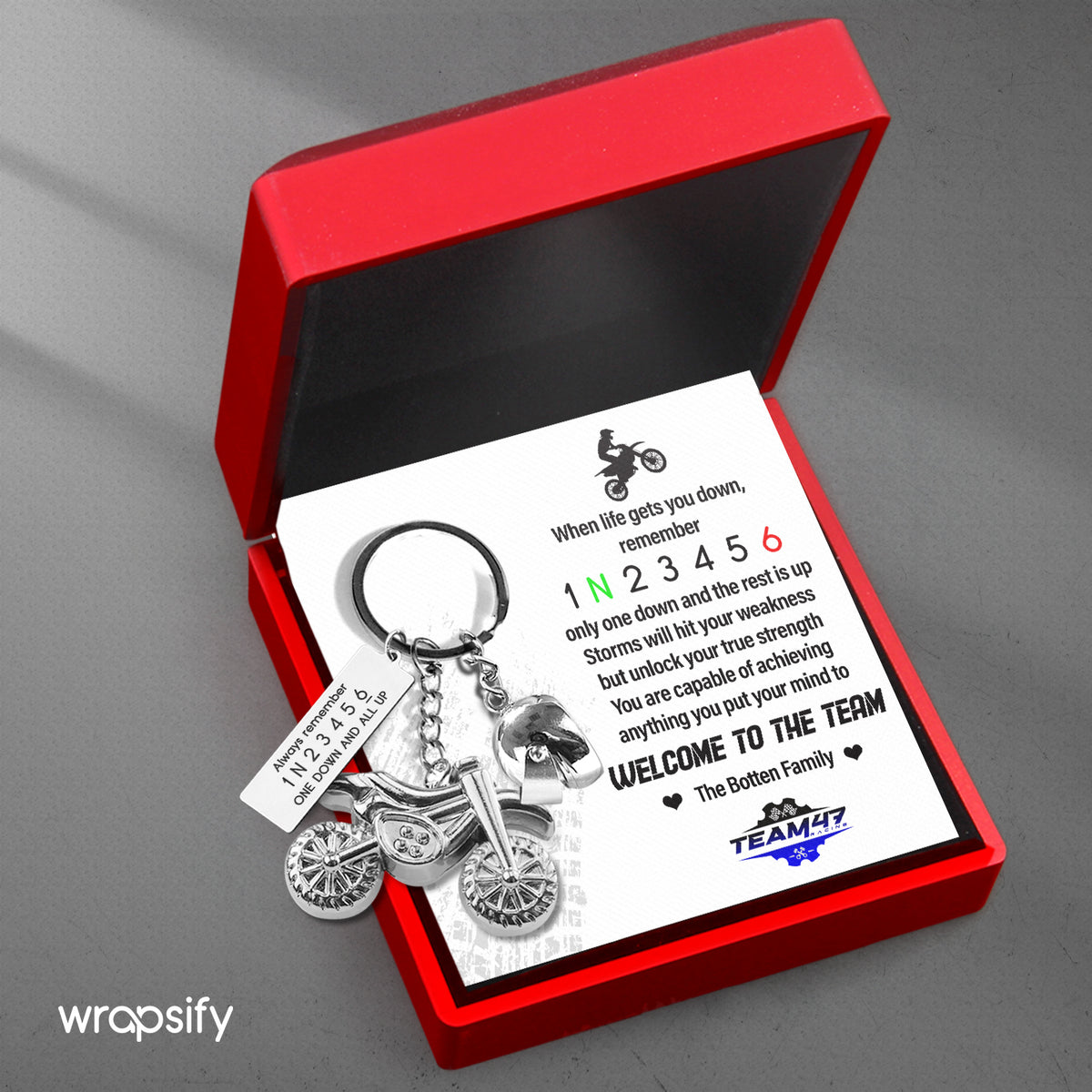 Dirt Bike Helmet Keychain - Biker - Welcome To The Team - Gkey16004