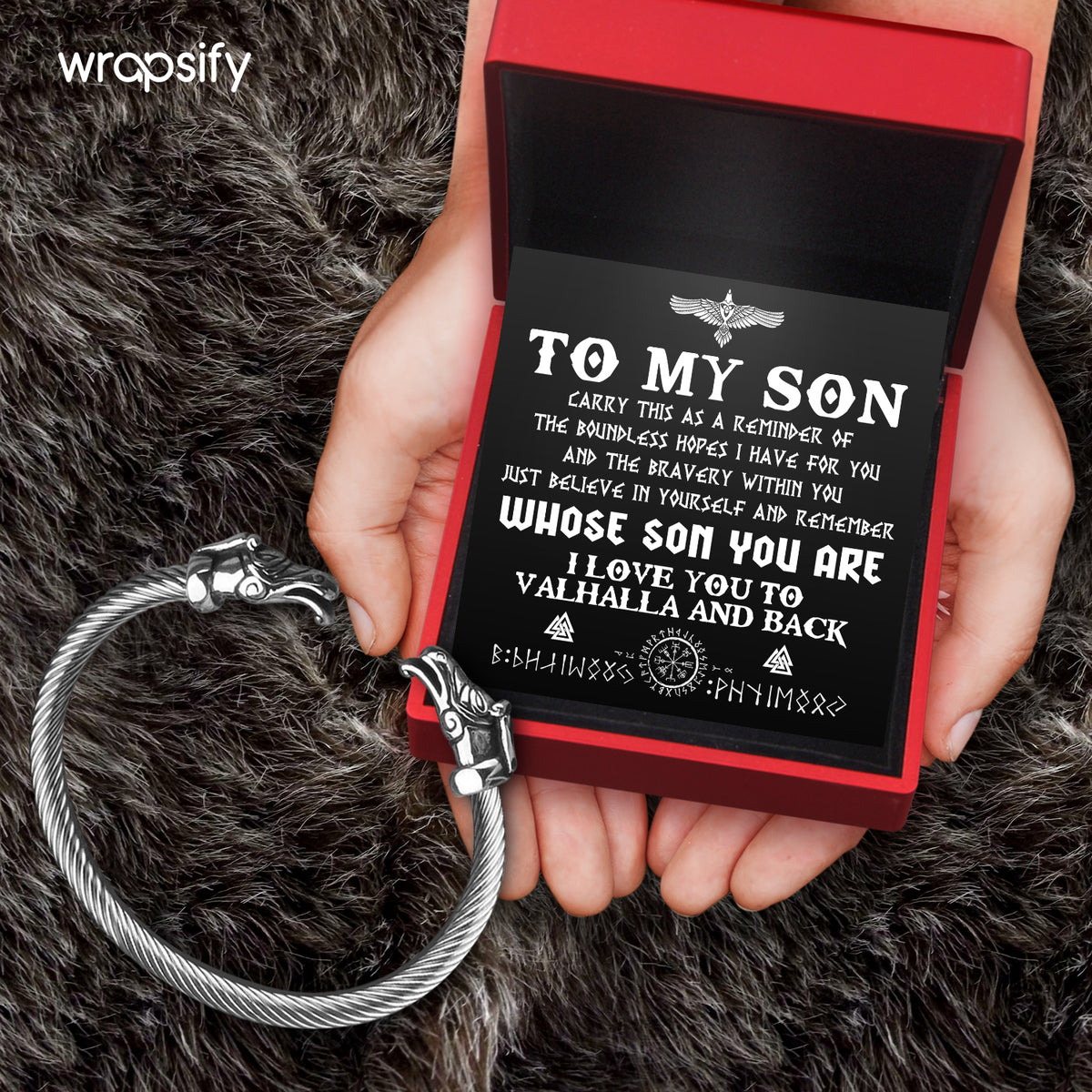 Norse Dragon Bracelet - Viking - To My Son - I Love You To Valhalla & Back - Gbzi16010