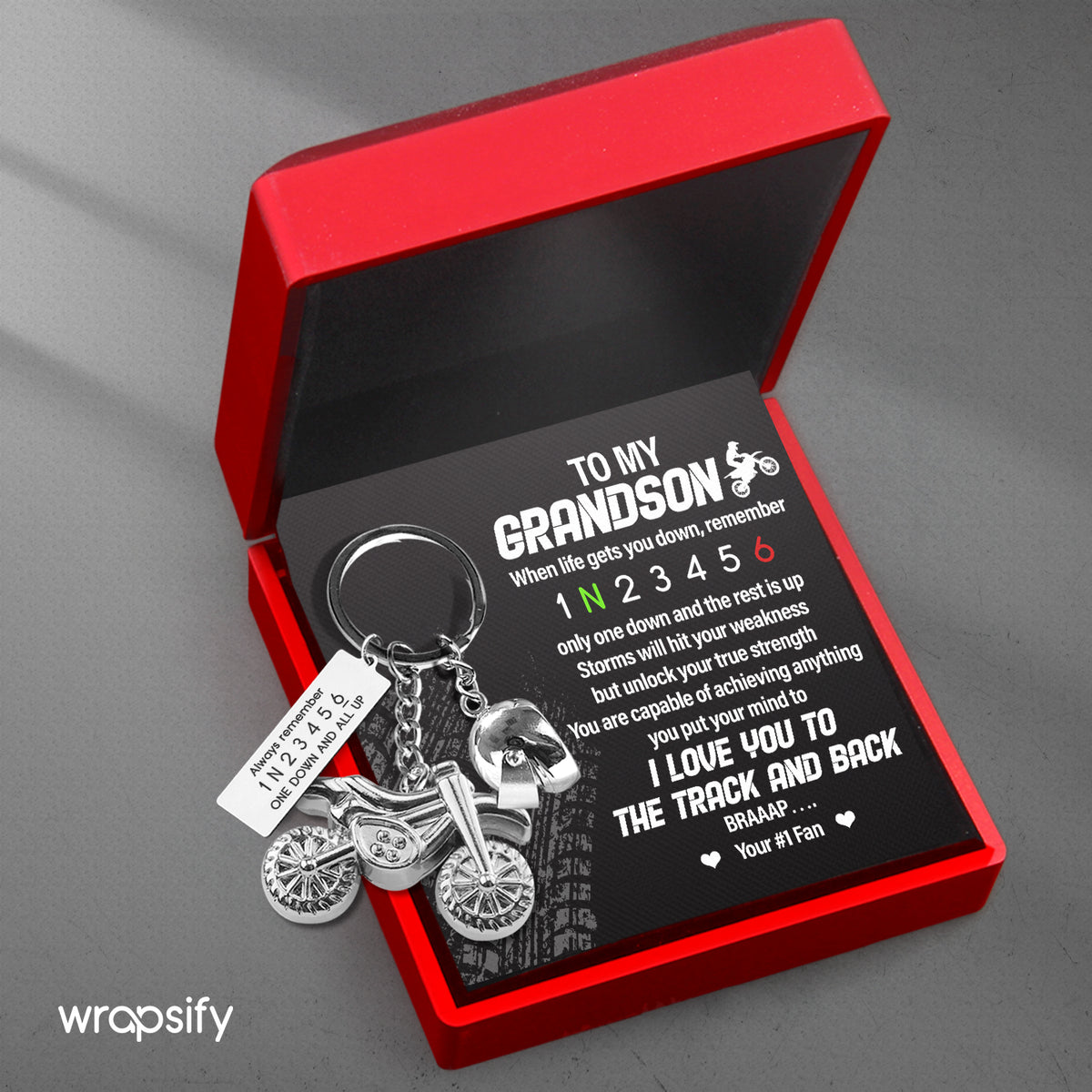 Dirt Bike Helmet Keychain - Biker - To My Grandson - I Love You To The Track & Back - Gkey22001