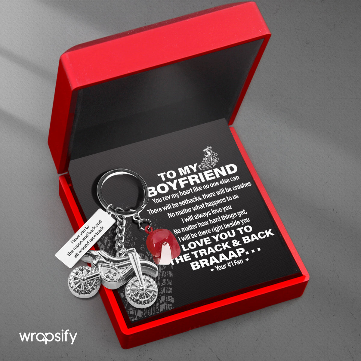 Dirt Bike Helmet Keychain - Biker - To My Boyfriend - I Will Be There Right Beside You - Gkey12006