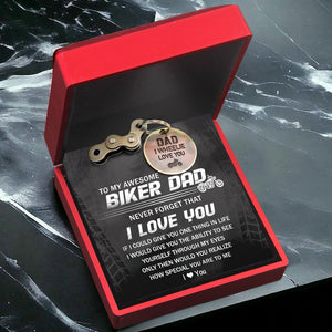 Motocross Keychain - To My Awesome Biker Dad - I Wheelie Love You - Gkbf18001