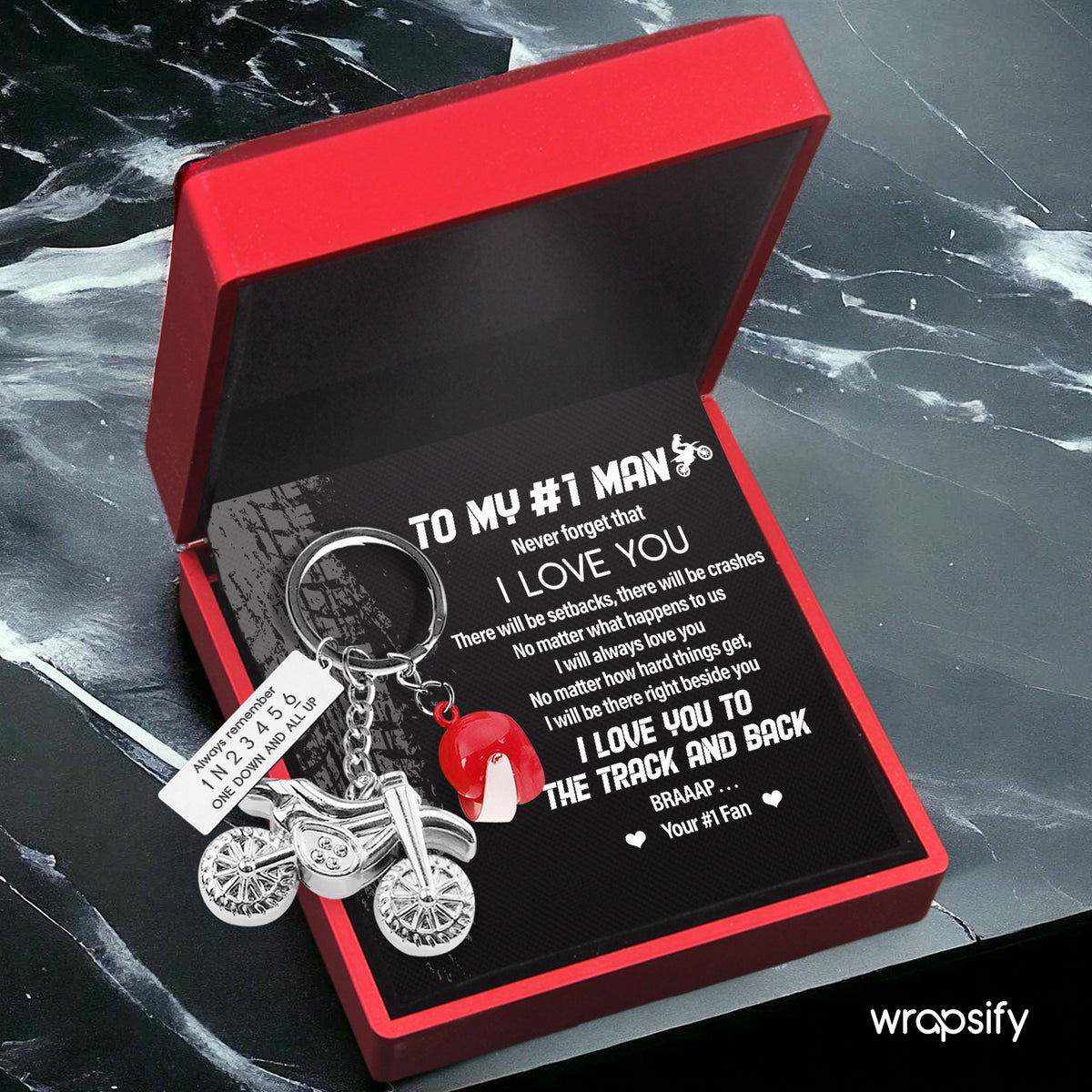 Dirt Bike Helmet Keychain - Biker - To My #1 Man - I Will Always Love You - Gkey26006