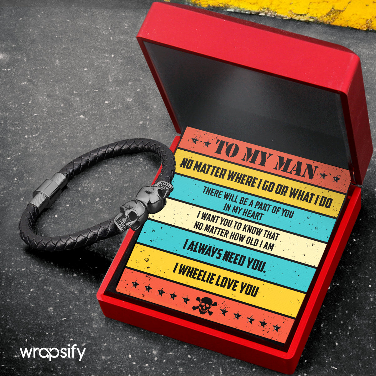 Skull Cuff Bracelet - Biker - To My Man - I Wheelie Love You - Gbbh26034