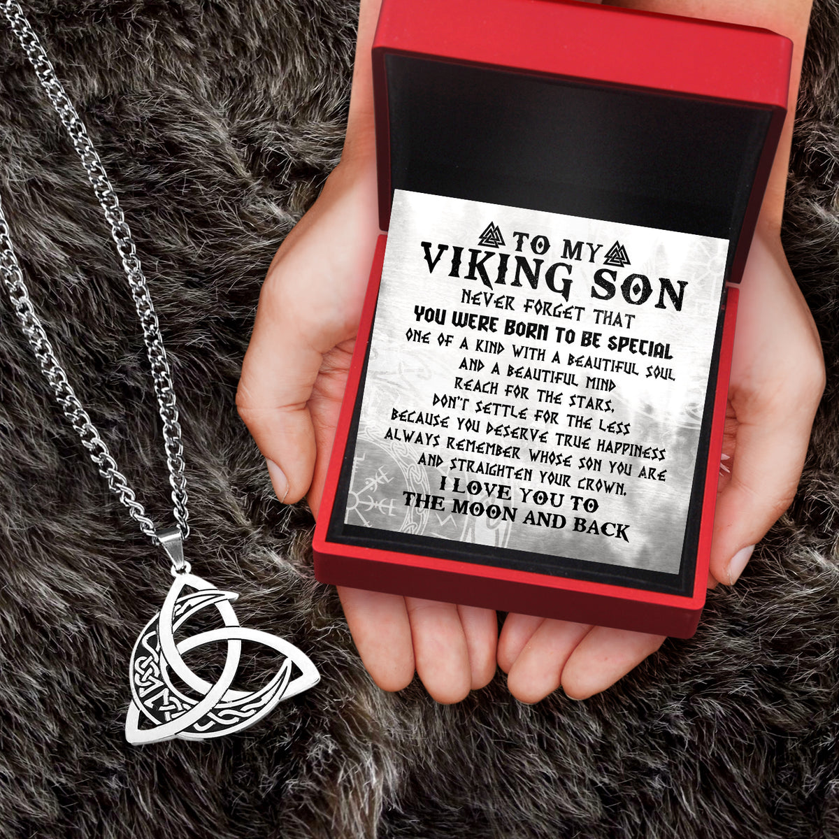 Triple Moon Necklace - Viking - To My Viking Son - You Were Born To Be Special - Gnya16003