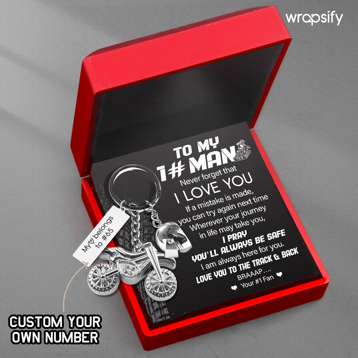 Personalized Dirt Bike Helmet Keychain - Biker - To My #1 Man - I Pray You'll Always Be Safe - Gkey26008