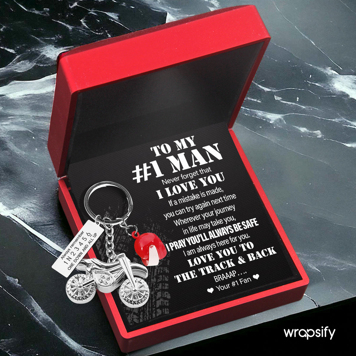 Dirt Bike Helmet Keychain - Biker - To My #1 Man - I Am Always Here For You - Gkey26003