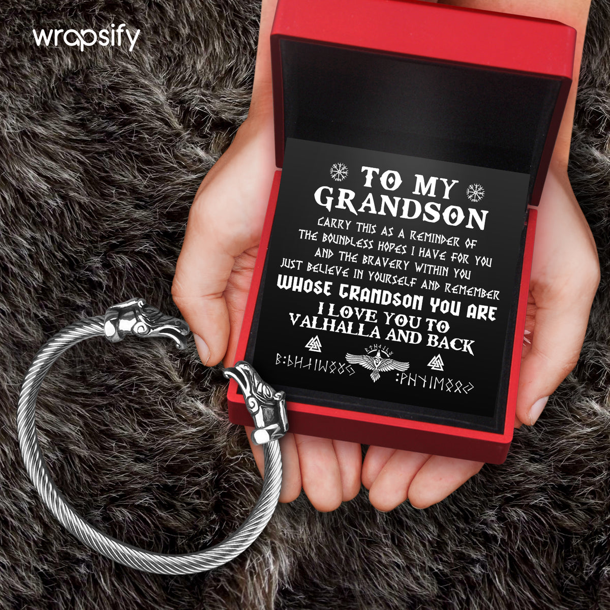 Norse Dragon Bracelet - Viking - To My Grandson - I Love You To Valhalla & Back - Gbzi22003