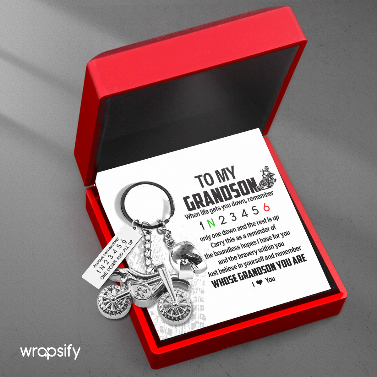 Dirt Bike Helmet Keychain - Biker - To My Grandson - Just Believe In Yourself - Gkey22003