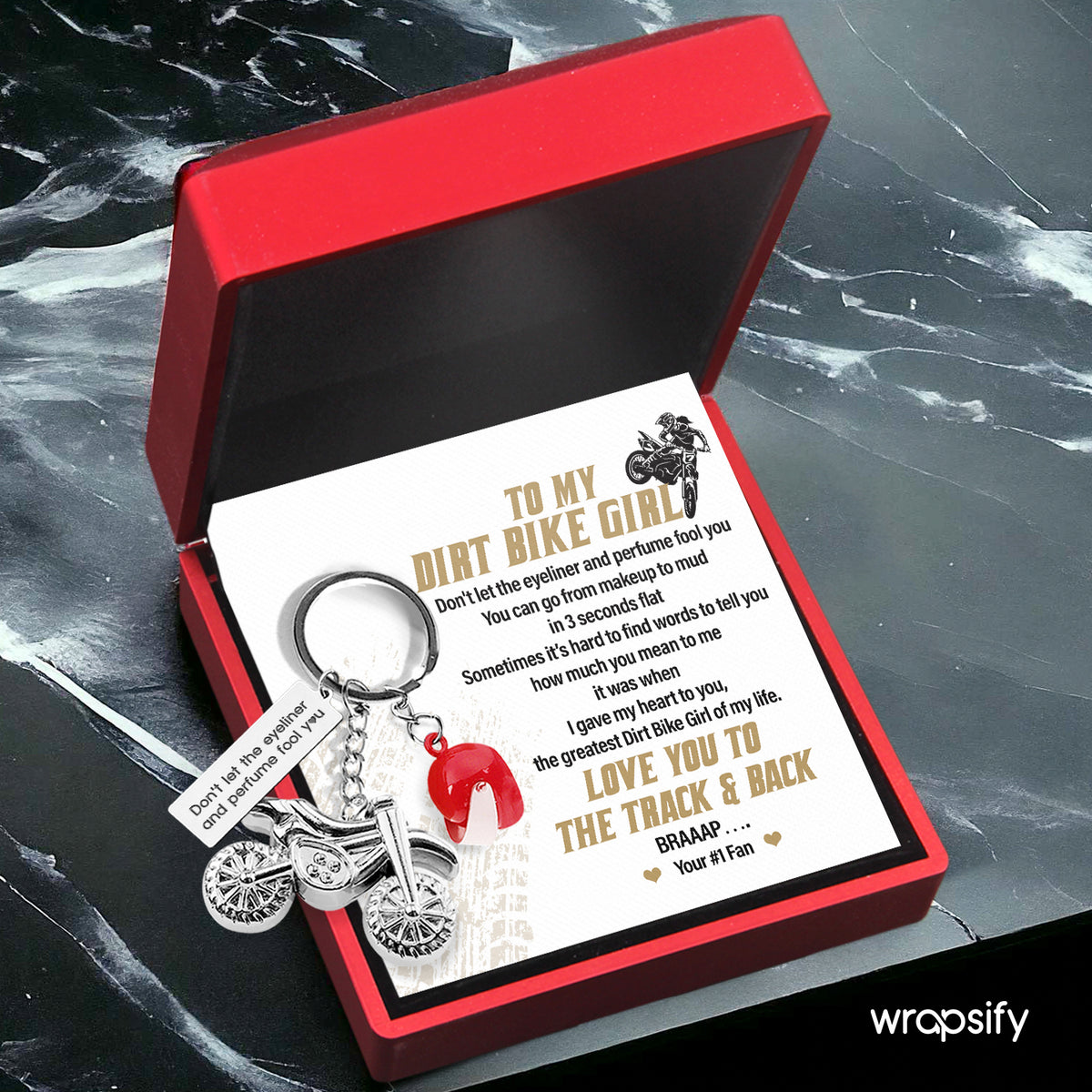 Dirt Bike Helmet Keychain - Biker - To My Dirt Bike Girl - I Gave My Heart To You - Gkey13002