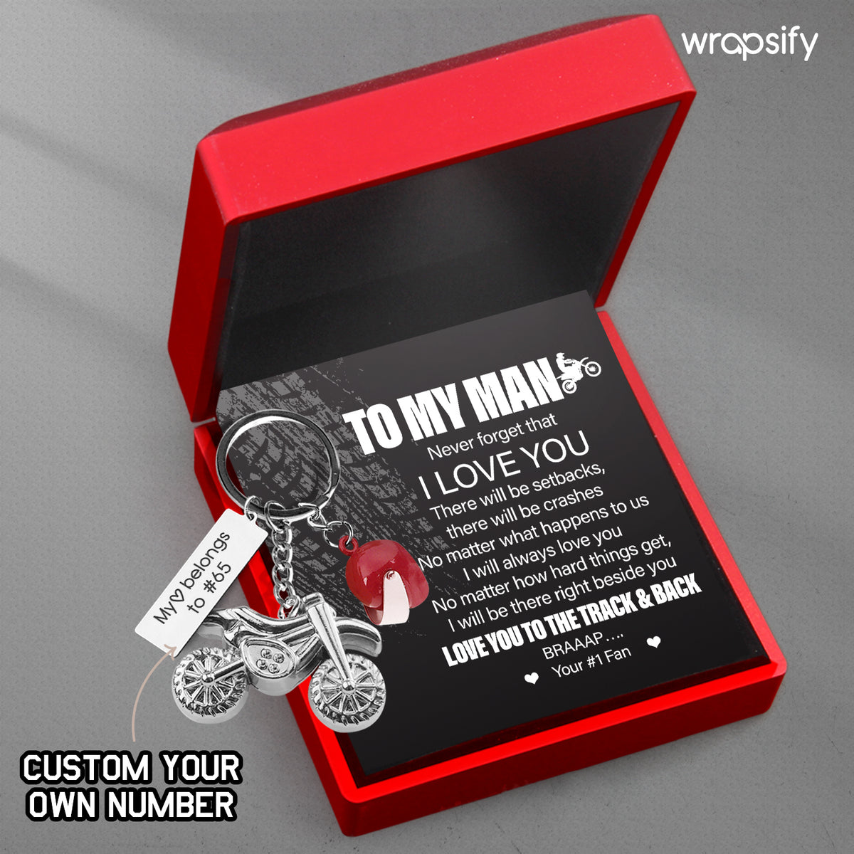 Personalized Dirt Bike Helmet Keychain - Biker - To My Man - I Will Always Love You - Gkey26009