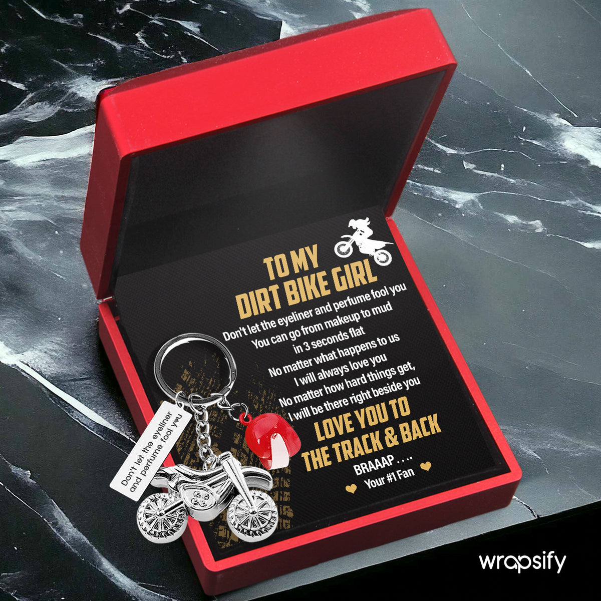 Dirt Bike Helmet Keychain - Biker - To My Dirt Bike Girl - I Will Be There Right Beside You - Gkey13001