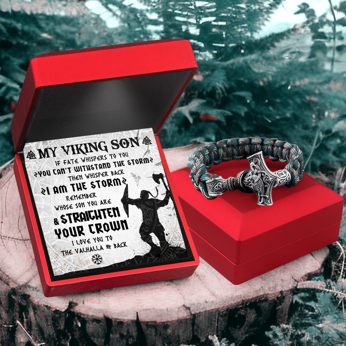 Viking Thor's Hammer Bracelet - Viking - To My Son - I Love You To Valhalla & Back - Gbo16002
