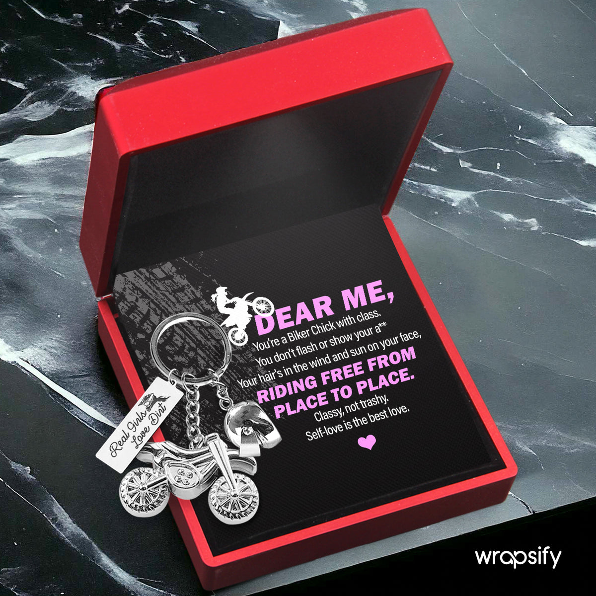 Dirt Bike Helmet Keychain - Biker - To Myself - Riding Free From Place To Place - Gkey34004