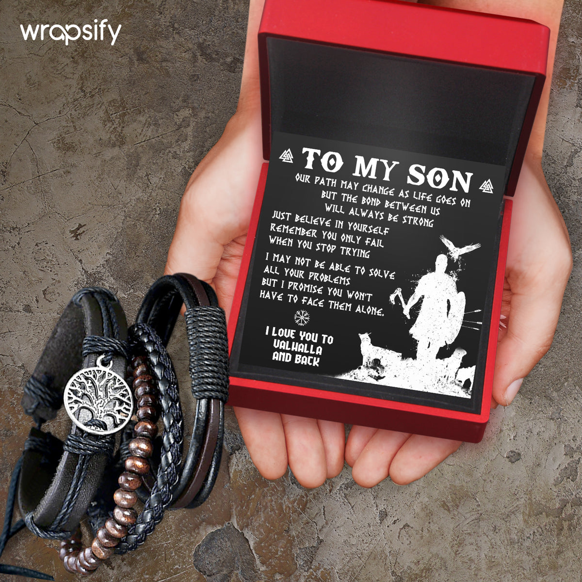 Viking Yggdrasil Bracelet - Viking - To My Son - Remember You Only Fail When You Stop Trying - Gbag16006