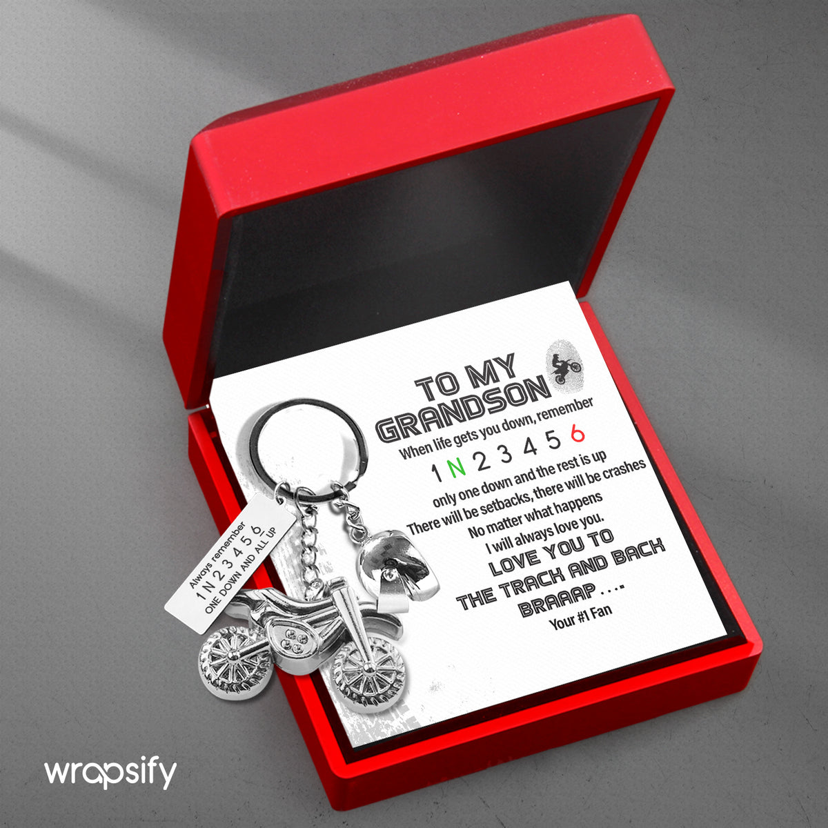 Dirt Bike Helmet Keychain - Biker - To My Grandson - I Will Always Love You - Gkey22002