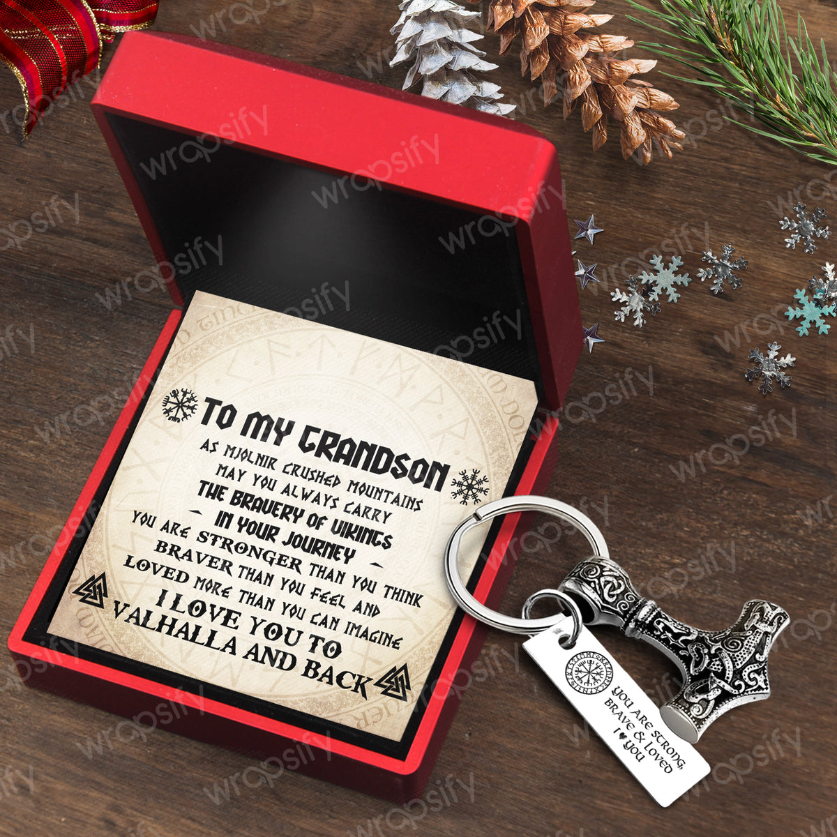 Viking Thor Keychain - Viking - To My Grandson - I Love You To Valhalla & Back - Gkbv22003