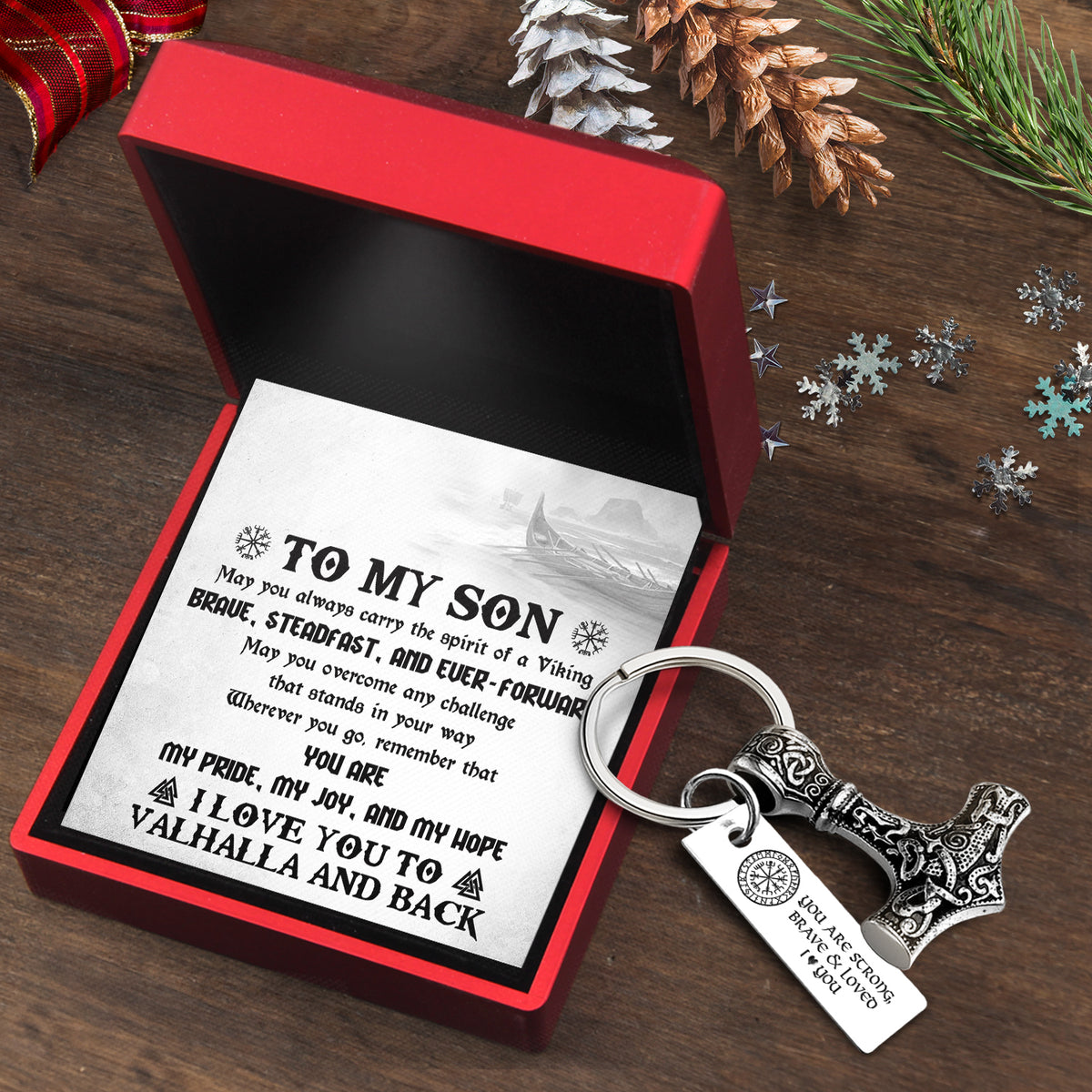 Viking Thor Keychain - Viking - To My Son - Brave, Steadfast, And Ever-Forward - Gkbv16005