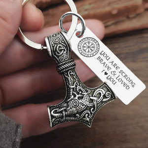 Viking Thor Keychain - Viking - To My Son - Brave, Steadfast, And Ever-Forward - Gkbv16005