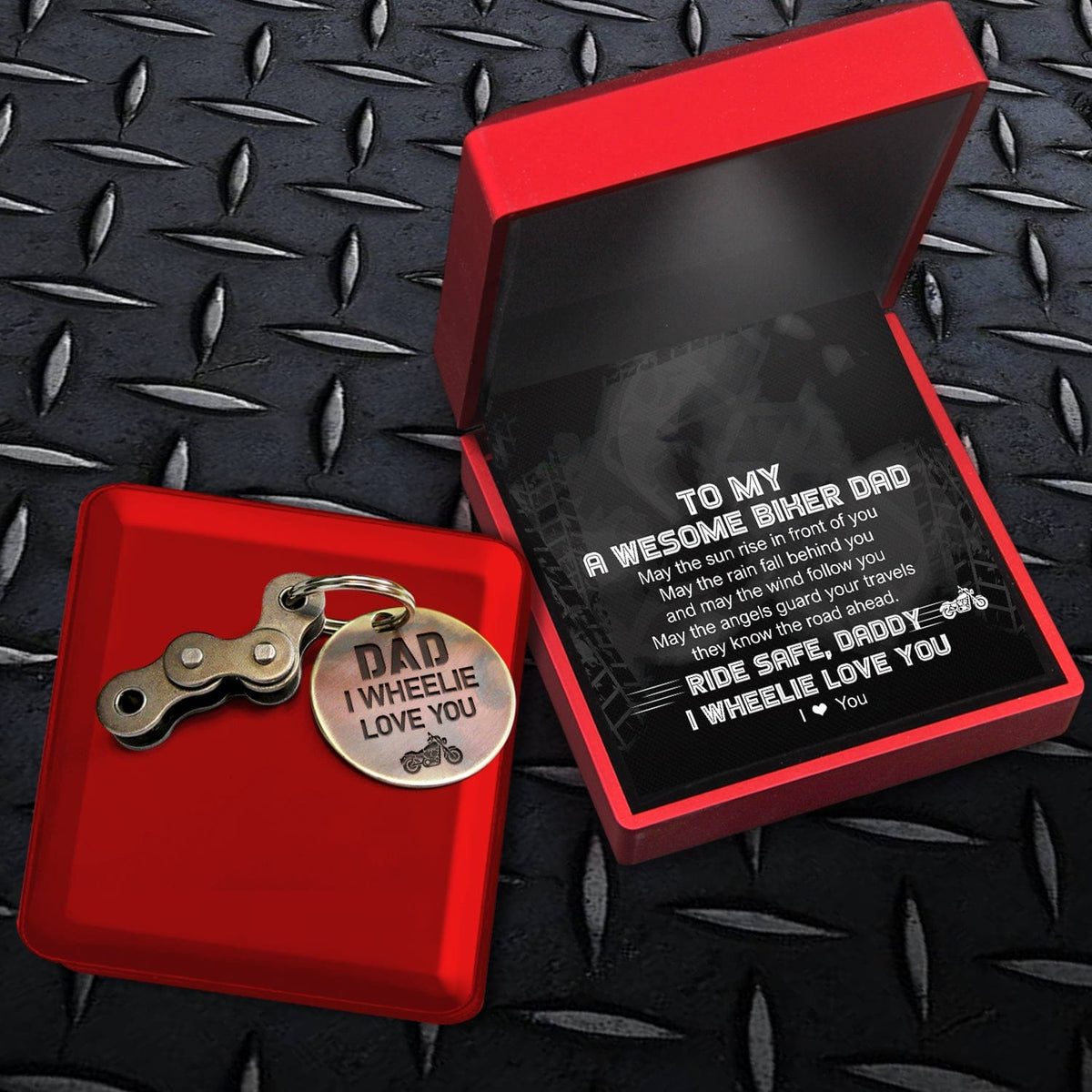 Motocross Keychain - Biker - To My Awesome Dad - I Wheelie Love You - Gkbf18009