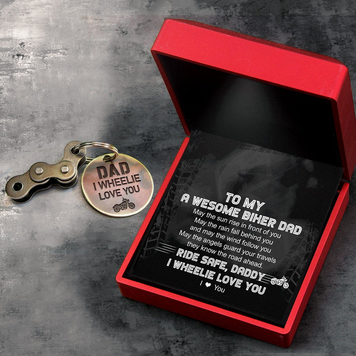 Motocross Keychain - Biker - To My Awesome Dad - I Wheelie Love You - Gkbf18009