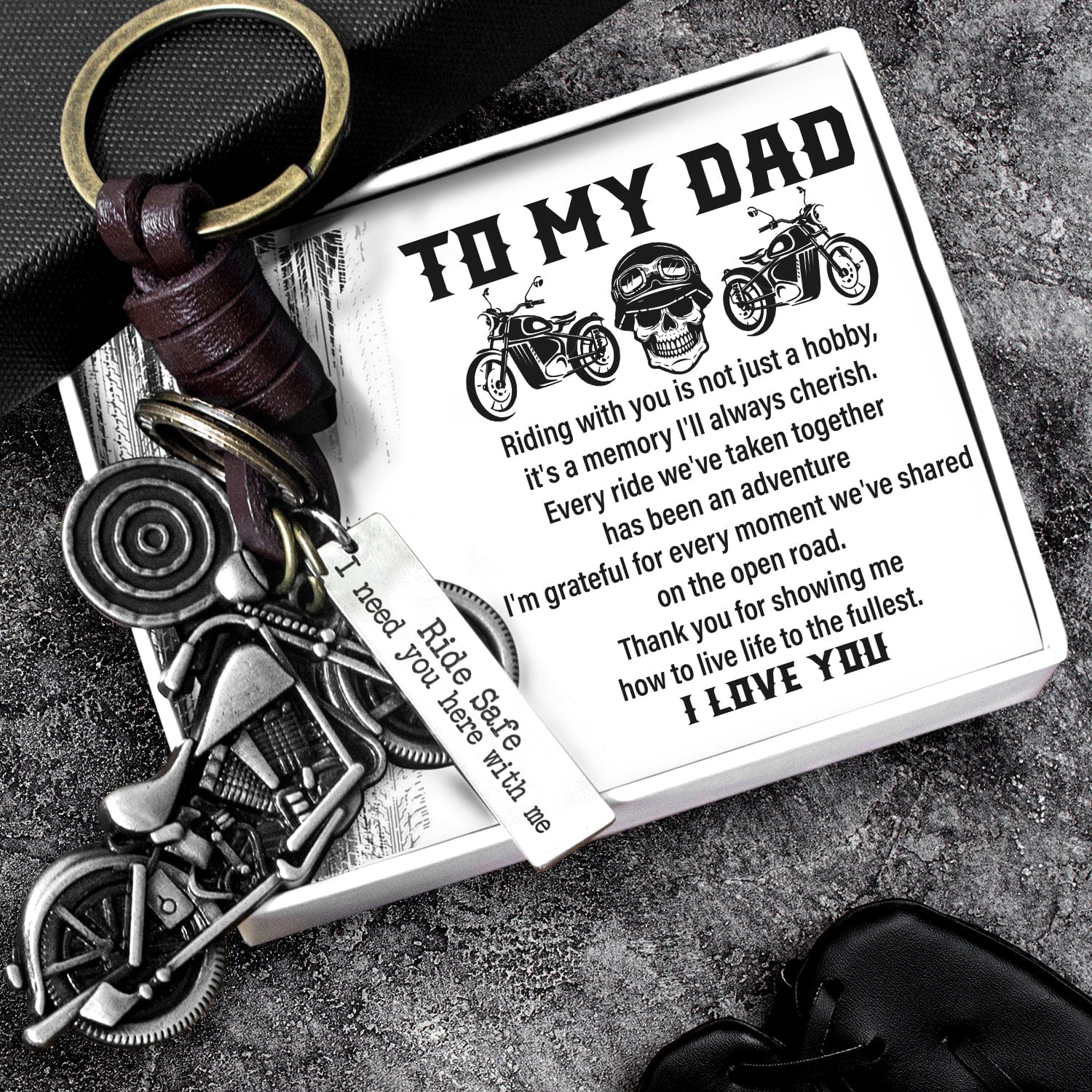 Motorcycle Keychain - Biker - To My Dad - I'm Grateful For Every Moment We've Shared On The Open Road - Gkx18012